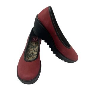 Fly London Red and Black Heels